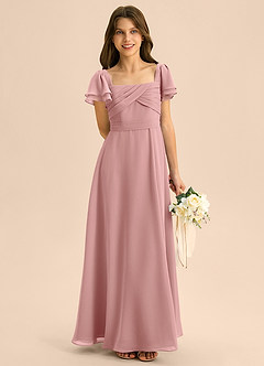 Azazie Azey Junior Dusty Rose A-Line Ruched Chiffon Dress image1