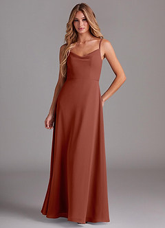 Azazie Daenerys Bridesmaid Dresses Auburn A-Line Cowl Chiffon Dress image1