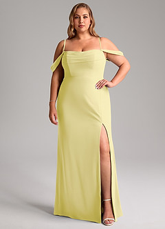 Azazie Saige Bridesmaid Dresses Lemon Sorbet A-Line Off the Shoulder Chiffon Convertible Dress image14