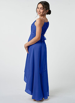 Azazie Oaklynn Junior Robe Trapèze en Mousseline de soie Plissée Bleu Roi image5