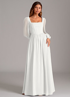 Azazie Maree Brautjungfernkleider A-Linie Korsett Chiffon Kleid Weiß image4