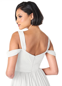Azazie Lianne Bridesmaid Dresses White A-Line Off the Shoulder Chiffon Dress image6