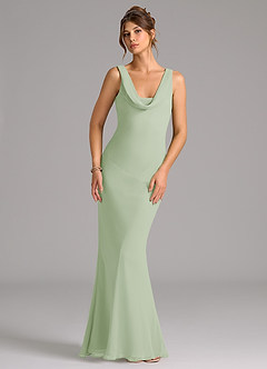 Azazie Rylina Bridesmaid Dresses Dusty Sage Mermaid Pleated Chiffon Dress image1