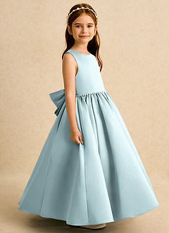 Azazie Daisies Robe Demoiselle D'honneur Fillette Robe Princesse en Mat Satiné Arc Brume image6