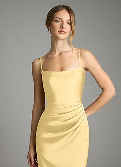 Azazie Leonis Brautjungfernkleider Wandelbar Meerjungfrau-Linie Plissee Stretch-Satin Kleid Butter image3