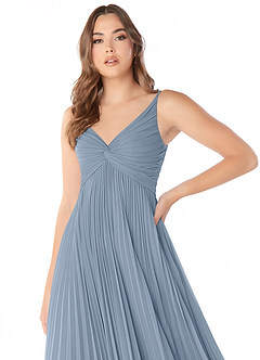Azazie Raychelle Bridesmaid Dresses Dusty Blue A-Line V-Neck Chiffon Dress image5