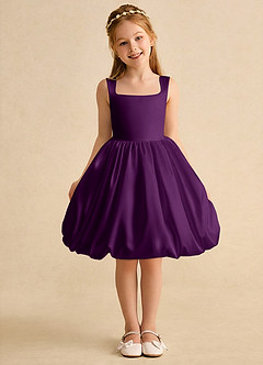 Azazie Nirvana Robe Demoiselle D'honneur Fillette Robe Princesse en Mat Satiné Rayé Grain De Raisin image2