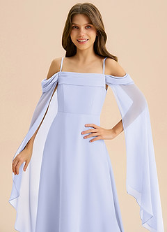 Azazie Moana Junior Linia A Pofałdowany Szyfon Długość podłogi Młodsza druhna Sukienka image7