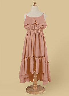 Azazie Karmen Blumenmädchenkleider A-Linie Gestreift Chiffon Kleid Champagner Rosa image6