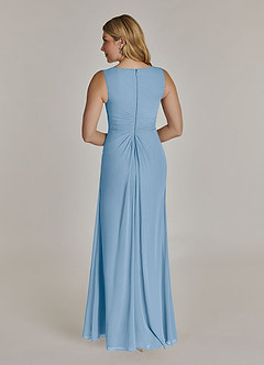 Azazie Manuella Mère de la mariée Robes Robe Trapèze en Mousseline de soie Col V plissé Poudre Bleue image7