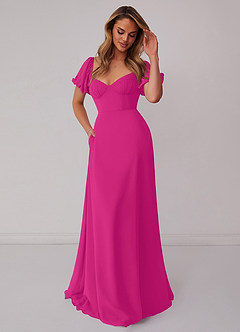 Barbie ♥ Azazie Bridesmaid Dresses Barbie Pink A-Line Pleated Chiffon Dress image5