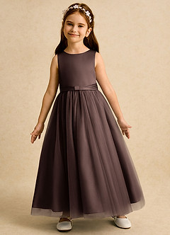 Azazie Lior Robe Demoiselle D'honneur Fillette Robe Princesse en Tulle Plissée Ganache image4