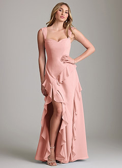 Azazie Sloane Bridesmaid Dresses Rosette A-Line Sweetheart Neckline Chiffon Dress image3