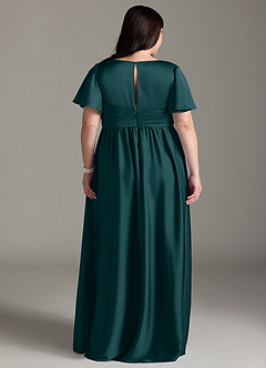 Azazie Verna Maternity Bridesmaid Dresses A-Line Ruched Stretch Satin Floor-Length Dress image11