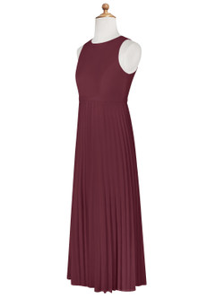 Azazie Lindie Junior Cabernet A-Line Pleated Chiffon Dress image7