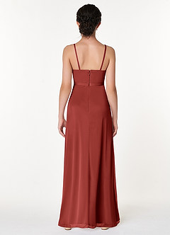 Azazie Luxy Junior Terracotta Pleated Mesh Dress image2