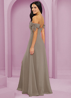 Barbie ♥ Azazie Jurken voor bruidsmeisjes Converteerbaar Jurk van Chiffon met A-Lijn Off the Shoulder Taupe image13