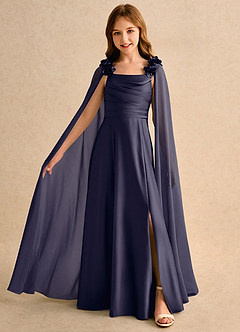 Azazie Rosita Girls Formal Flower Girl Klänningar Klänning A-Line i Stretch Satin Plisserad image3