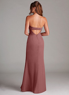 Azazie Leonis Bridesmaid Dresses Desert Rose Sheath Strapless Chiffon Convertible Dress image5