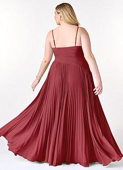 Azazie Vini Bridesmaid Dresses Pomegranate A-Line V-Neck Pleated Chiffon Dress image9