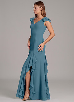 Azazie Nessa Robes de demoiselle d'honneur Robe Trapèze en Mousseline de soie Bermude image5