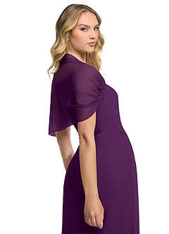 Azazie Zia Bridesmaid Dresses Grape Sheath Side Slit Chiffon Convertible Dress image6