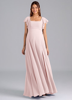 Azazie Bondi Maternity Bridesmaid Dresses A-Line Ruched Chiffon Floor-Length Dress image3