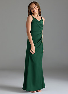 Azazie Maci Junior Klä av Sjöjungfru i Stretch Satin Plisserad image4