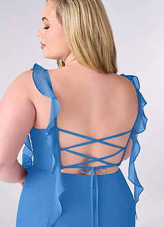 Barbie ♥ Azazie Abiti da Damigella Abito Sirena in Chiffon Corsetto Blue Jay image10
