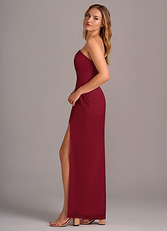 Azazie Tatianna Bridesmaid Dresses Burgundy Sheath One Shoulder Chiffon Dress image5