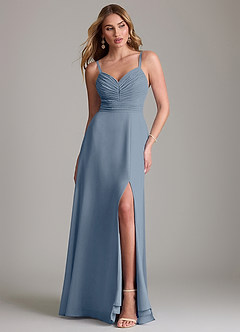 Azazie Terese Vestidos de damas de honor Vestido de Crepúsculo de Gasa de Corte en A con Plisado image1