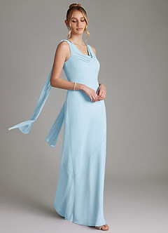 Azazie Essence Bridesmaid Dresses Sky Blue Sheath Chiffon Dress image6