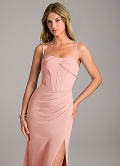 Azazie Chantel Bridesmaid Dresses Rosette Sheath Strapless Chiffon Convertible Dress image2
