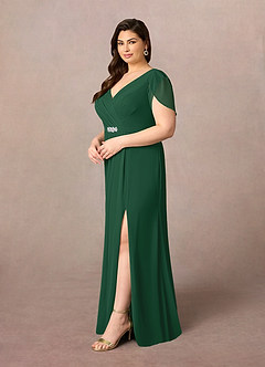 Azazie Marianne Mother of the Bride Dresses Dark Green Sheath V-Neck Pleated Chiffon Dress image8
