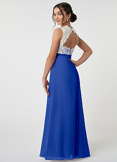 Azazie Rana Junior Royal Blue A-Line Lace Chiffon Dress image4