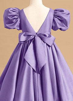 Azazie Jellybean Flower Girl Dresses Tahiti Ball-Gown Ruched Matte Satin Dress image5