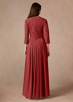 Azazie Ainsling Kleider für die Brautmutter A-Linie Quadratischer Ausschnitt Spitze Chiffon Kleid Rost image2