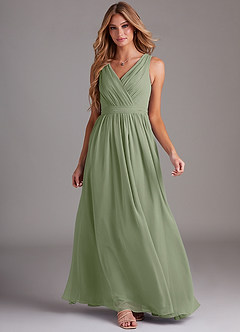 Azazie Kingsley Bridesmaid Dresses Pistachio A-Line Lace Chiffon Dress image3