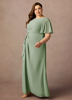 Azazie Rain vestidos de madre de la novia Vestido de Salvia Polvorienta de Gasa de Recto con Perla image6