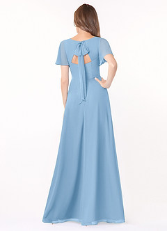 Azazie Kimber Jurken voor bruidsmeisjes Jurk van Chiffon met A-Lijn Flounce mouwen Poederblauw image3