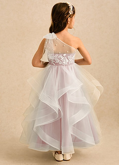 Azazie Zoey Flower Girl Dresses Powder Pink Ball-Gown Lace Tulle Dress image2