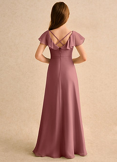 Azazie Nari Girls Formal Flower Girl Dresses Amethyst A-Line with Sleeves Chiffon Dress image2
