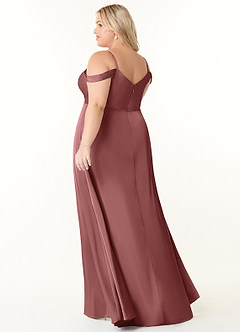 Azazie Ocean Bridesmaid Dresses Amethyst A-Line V-Neck Pleated Stretch Satin Dress image9