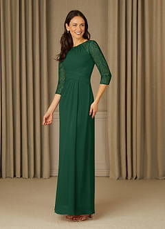 Azazie Zolla Mother of the Bride Dresses Dark Green A-Line Lace Chiffon Dress image3