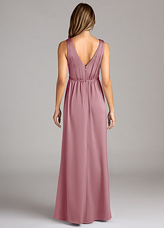 Azazie Tanicia Bridesmaid Dresses Vintage Mauve A-Line Pleated Stretch Satin Dress image2