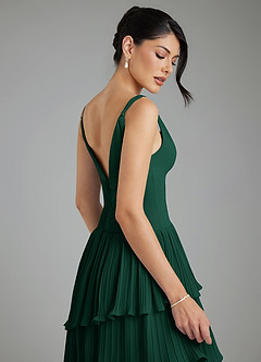 Azazie Rosa Bridesmaid Dresses Emerald A-Line Pleated Chiffon Dress image8