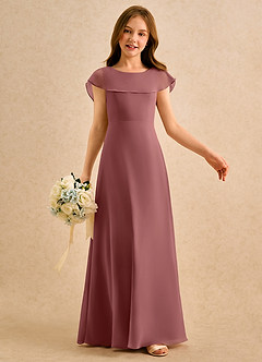 Azazie Kittie Girls Formal Flower Girl Klänningar Klä A-Line i Chiffong image6