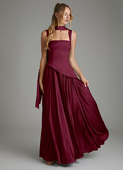 Azazie Stephanie Robes de demoiselle d'honneur Robe Trapèze en Satin extensible Corset Mûre image7
