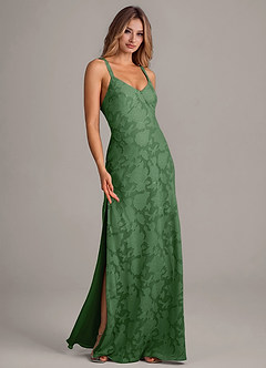 Azazie Aliza Venta Final Vestido de Eucalipto de Devorado Floral de Corte en A image3