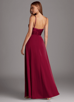 Azazie Jenna Brautjungfernkleider A-Linie Plissee Stretch-Satin Kleid Burgunderrot image4